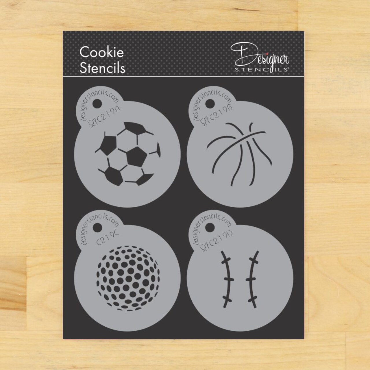 Small Sports Ball Cookie Stencils: Basketball, Golf, Soccer, Baseball | C219 by Designer Stencils |